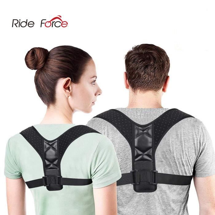 Correcteur de Posture - Ride Force - Réglable - Ceinture de soutien - Fitness - Noir