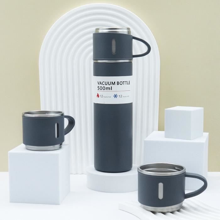 Bouteille isotherme - GRIS FONCÉ - 500 ml - Acier inoxydable - Double couche - Sous vide