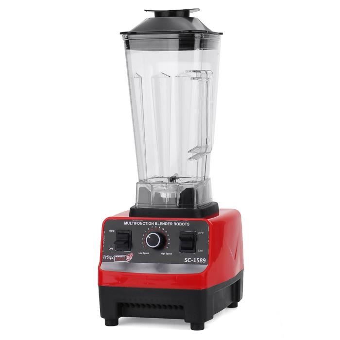 Blender,Mélangeur professionnel avec minuterie,sans BPA,2,5 l,4500W,robuste,Commercial,presse agrumes,robot - Type Rouge
