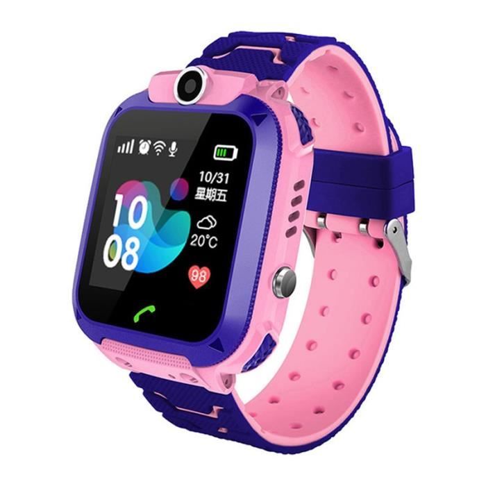 Montre connectée,Q12 montre intelligente étanche enfants bébé montre antil perdu SOS appel localisation Finder 2G - Type 02 Pink
