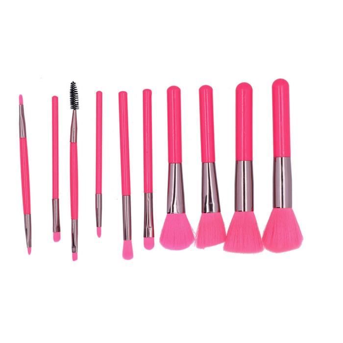 AYNEFY Pinceau cosmétique 10pcs rose rouge cosmétique brosse ensemble cheveux doux poudre lâche fard à paupières pinceau outil