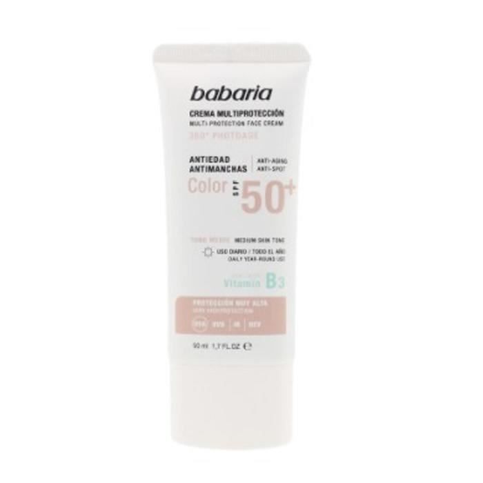 Crème Solaire - BABARIA - Anti-Taches SPF50 - 50ml - Hypoallergénique - Protection UV