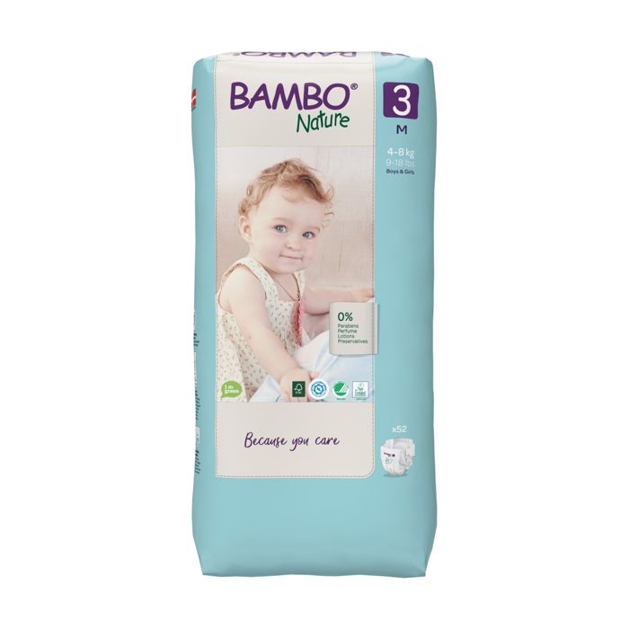 Couches écologiques Bambo Nature Taille 3 4-8kg - Pack de 52 unités