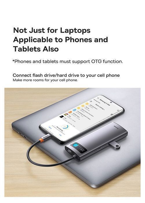 HUB 4 en 1 - BASEUS - METAL GLEAM - USB-C vers 3x USB 3.0 - Port Ethernet RJ45 - Gris