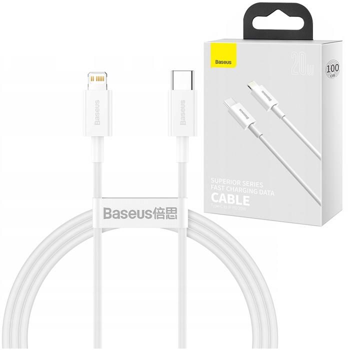 BASEUS blanc 1 m 20W PD Câble de charge rapide compatible avec tous les iPhone