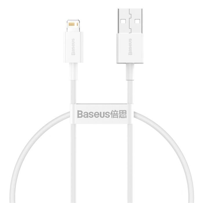 BASEUS 0,25m câble de données de charge rapide 2.4A compatible avec iPhone,blanc