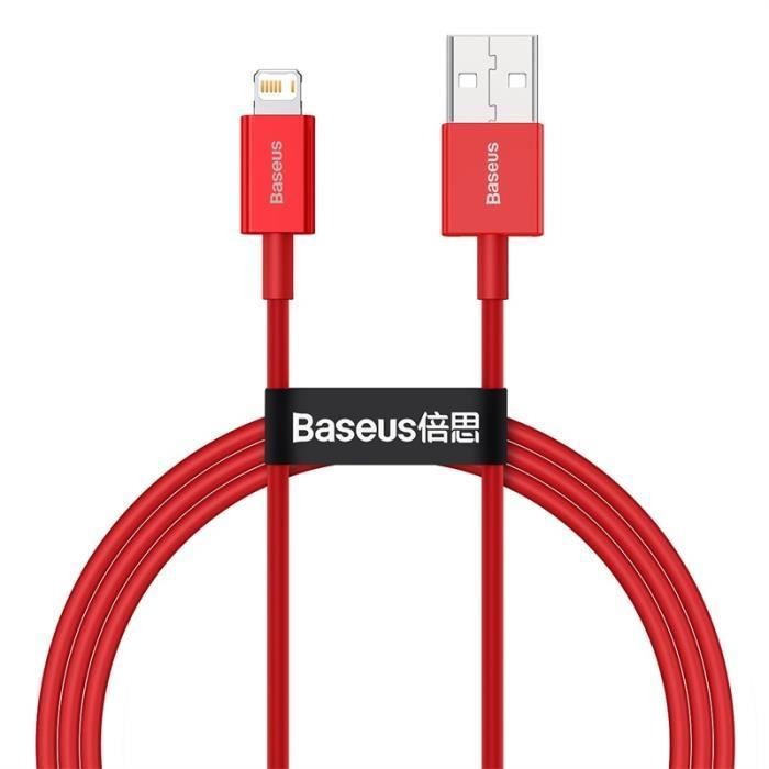 BASEUS 1m câble de données de charge rapide 2.4A compatible avec iPhone,rouge