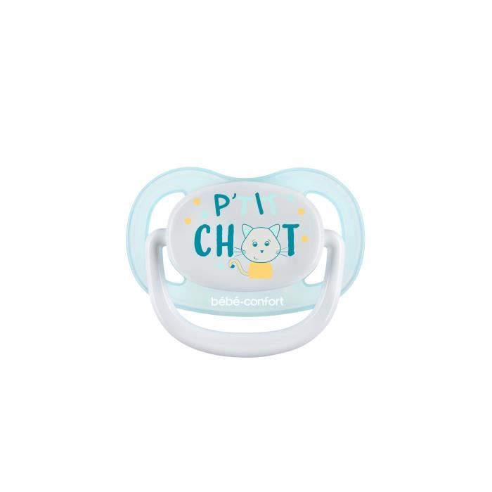 BEBE CONFORT 2 Sucettes Physio Air Confort Silicone 6/18 - Bleu & Jaune - P'tit Chat