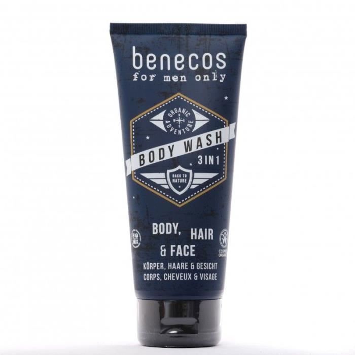 Gel Douche 3 en 1 - Benecos - Homme - Vegan - 200ml - Sans alcool