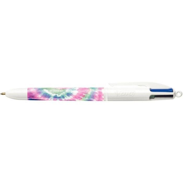 Stylo bille - BIC - 4 couleurs Tie and Dye - Pointe moyenne - Rechargeable - Mixte