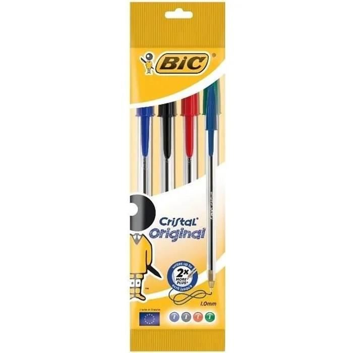 Stylos bille couleurs asorties x4 Bic