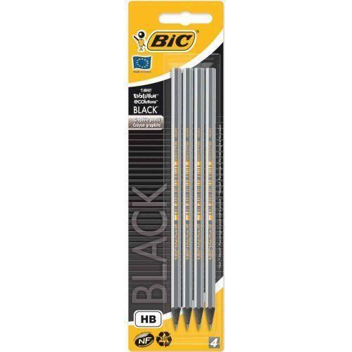 Crayon Graphite - BIC - Ecolution - Blister de 4 - Mine HB - Couleur Noir