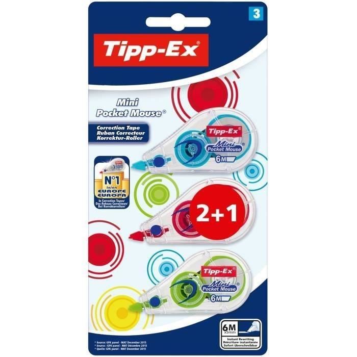 BIC Lot de 3 rubans correcteurs Tipp-Ex Fashion - 6 m