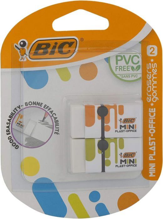 Gommes Mini Plast-Office - BIC - 2 Sorcières Assorties - Sans PVC - Couleur Blanc - Mixte