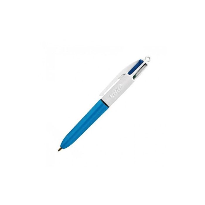 Stylo bille 4 couleurs - Bic - Colours - Pointe moyenne - Rechargeable - Corps bleu