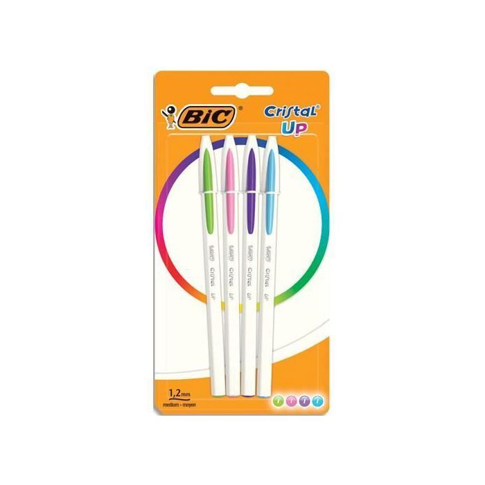 BIC Blister de 4 stylos bille CRISTAL UP. Encre fun.