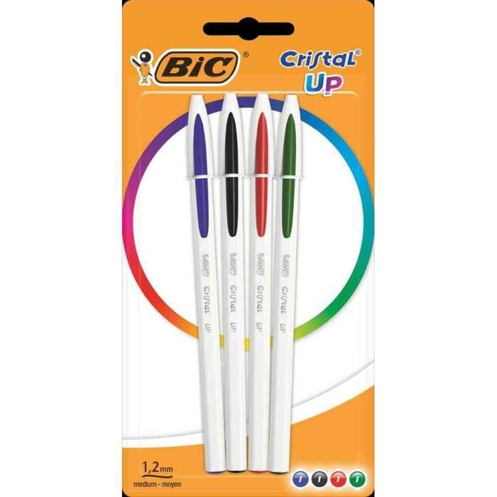 Stylo à bille - BIC - Cristal Up - Lot de 4 - 0,35 mm - Couleurs assortis