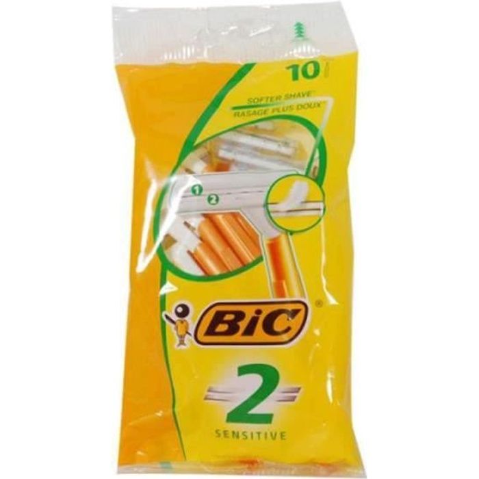 Rasoirs jetables - BIC - Sensitive - 2 lames - Hypoallergénique - 10 unités