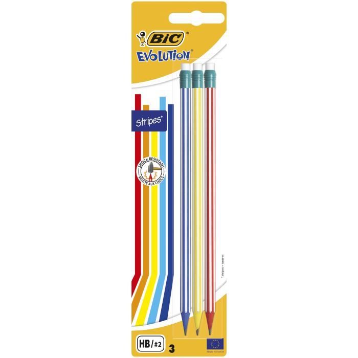 BIC® - Crayon Graphite HB Ecolution Evolution® Stripes x3