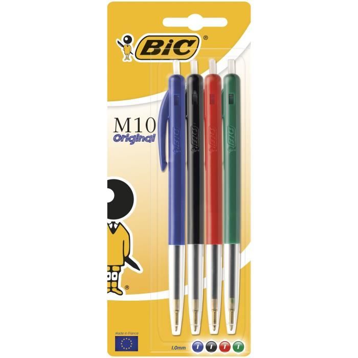 BIC® - Stylo-bille M10® Original x4 - Encre assortie