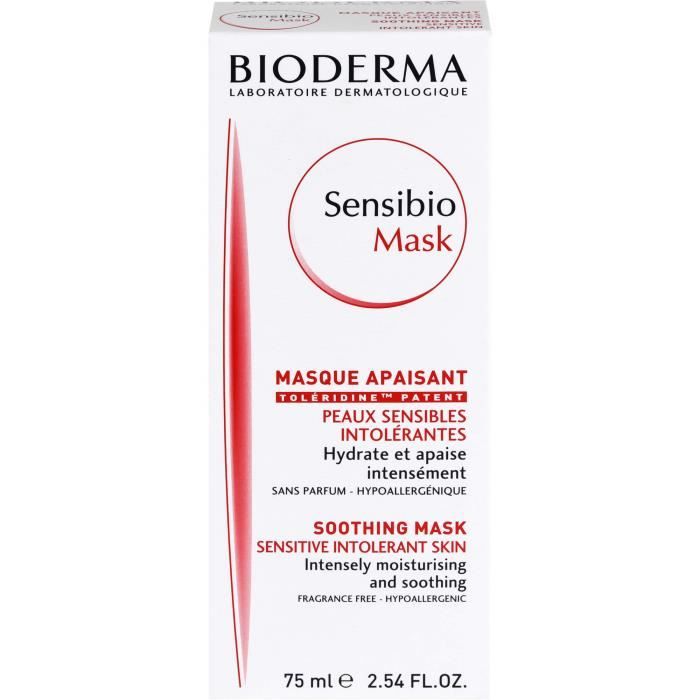 Masque facial - BIODERMA - Sensibio Mask - 75 ml - Hypoallergénique - Peaux sensibles
