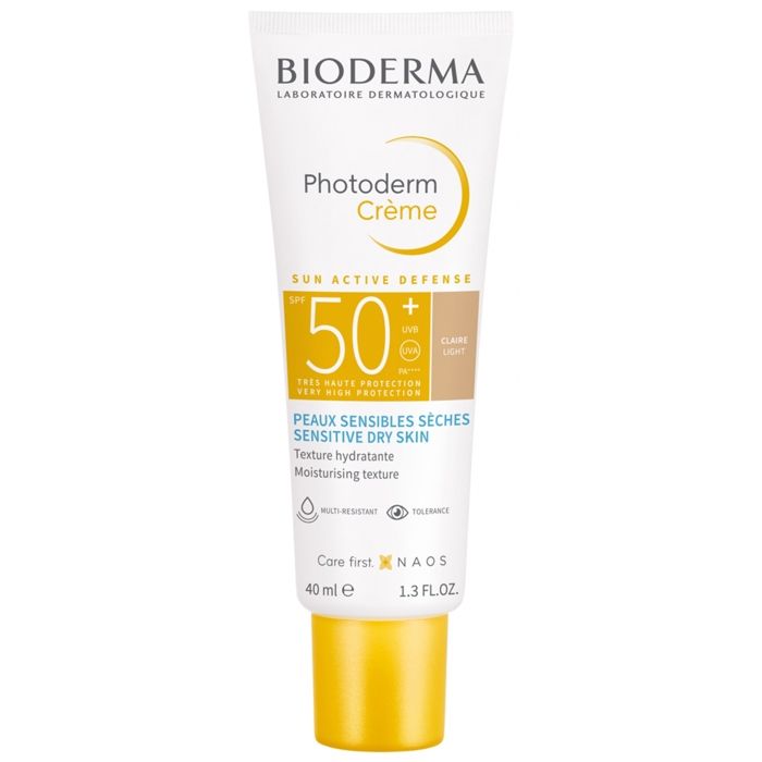 Bioderma Photoderm Crème Solaire Anti-Âge Teintée Peaux Sensibles Sèches SPF 50+ 40 ml (Teinte : Claire)