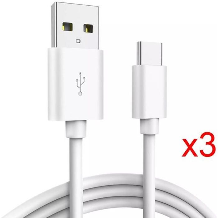 [Lot de 3] Câble Charge Type-C pour Xiaomi Mi 11, 11i, 11 Lite, 11T Pro, 12 Pro, Redmi Note 11 - 1M Blanc
