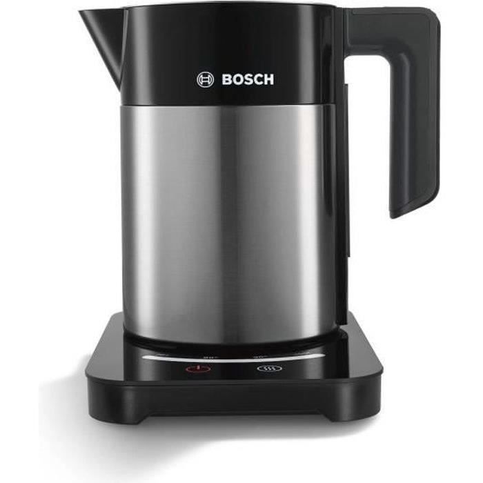 Bouilloire électrique programmable BOSCH TWK7203 - Noir et Inox - 1,7L - Socle 360° - Arrêt automatique