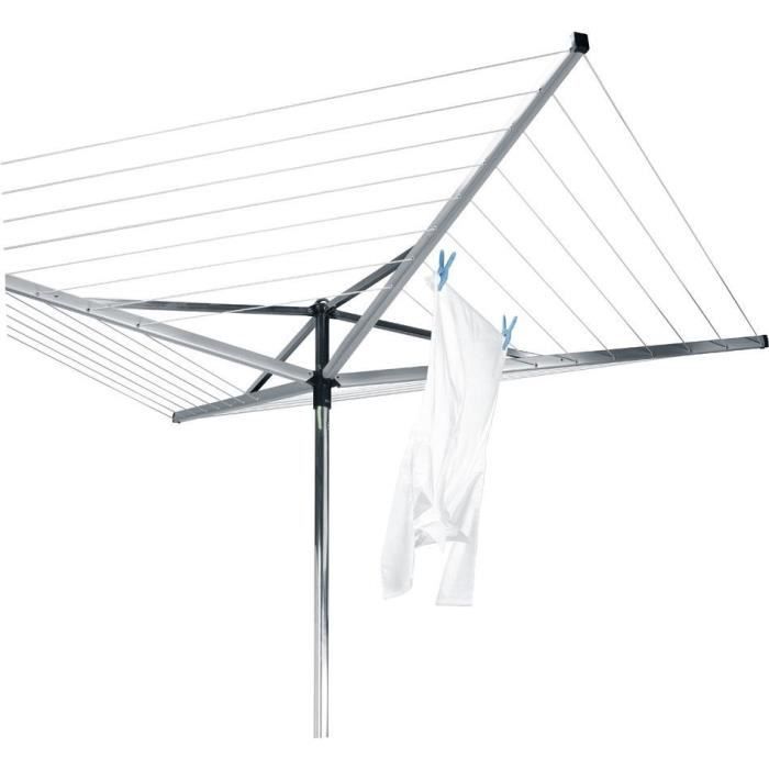 BRABANTIA - Essential - Séchoir - 50 m + Douille - Metallic grey