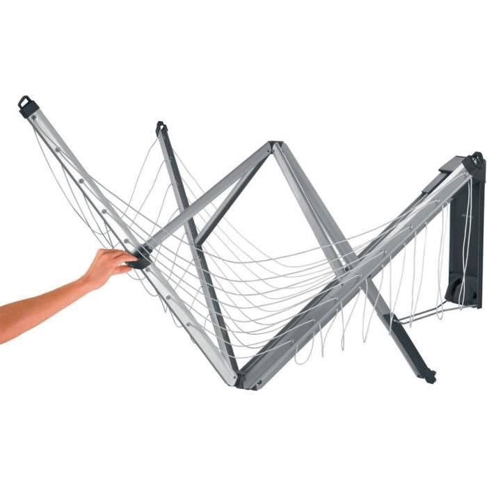 BRABANTIA - Wallfix - Séchoir - 24 m - Avec Housse - Metallic grey