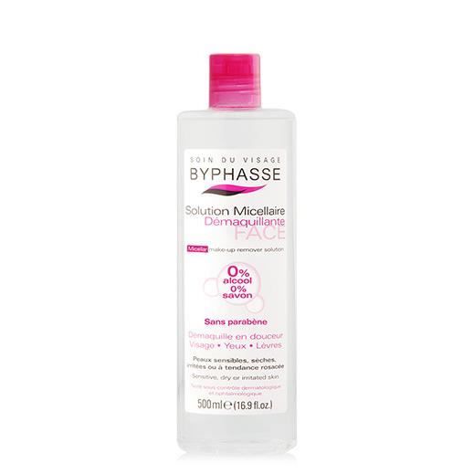Solution micellaire démaquillante - BYPHASSE - 500 ml - Peaux sensibles - Sans savon - Nettoyage doux