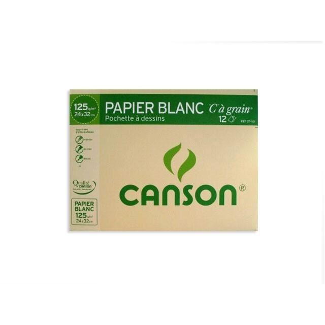 Papier à dessin - Canson - 24 x 32 cm - 12 feuilles - 125 gr - Blanc