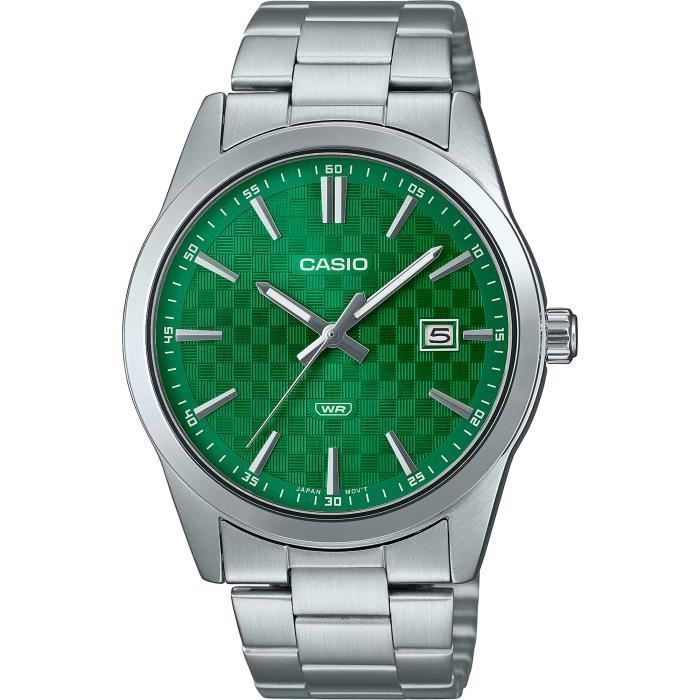 Montre - CASIO - MTP-VD03D-3A1 - Quartz - Cadran Vert - Bracelet Acier Inoxydable
