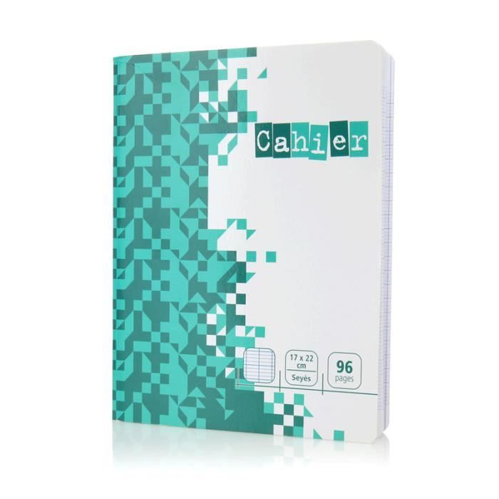 Cahier - Séyès - A5 - 96 Pages - Grands carreaux - Couleur aléatoire