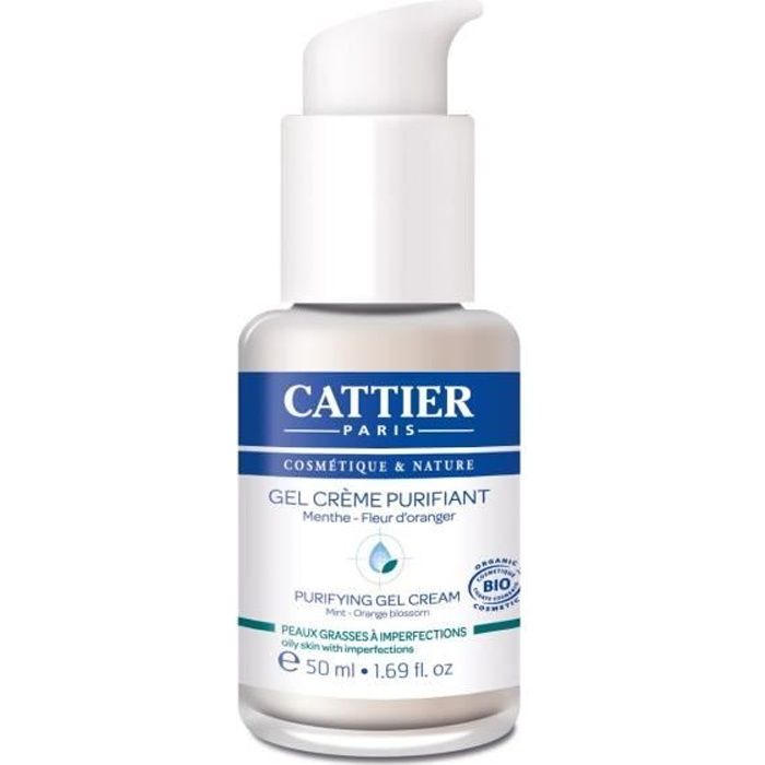Gel Crème Purifiant - CATTIER - 50ml - Peaux Grasses - Non Gras - Hydratant