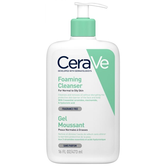 Gel Moussant - Cerave - 473ml - Peaux Normales à Grasses - Hypoallergénique - Non-comédogène