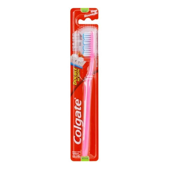 Brosse à dents manuelle - COLGATE - Double Action - Médium - Coloris aléatoire - Adulte
