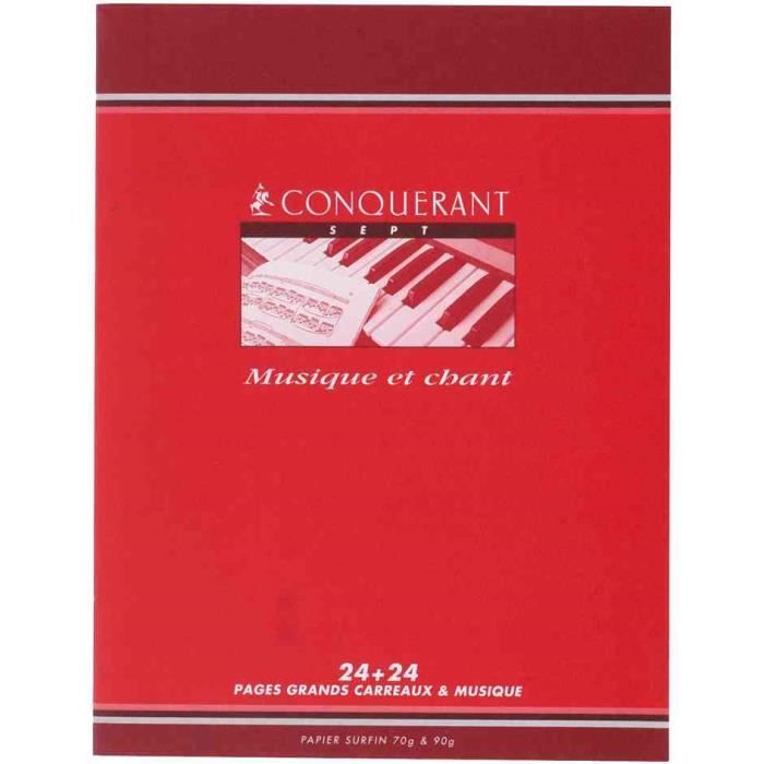 Cahier de musique - CONQUERANT - 17 x 22 cm - 48 pages - 90 g/m² - Portées de musique