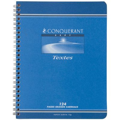 Cahier de texte - CONQUERANT - 17x22 cm - 124 pages - 70 g/m² - Grands carreaux Seyès