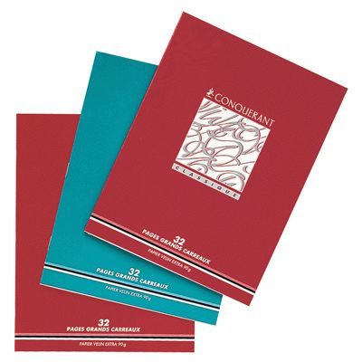 Cahier piqures grand carreaux 17x22 32p 4mm 90g