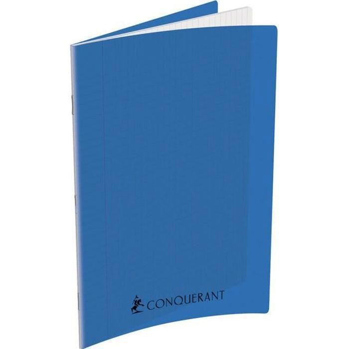 Cahier 24x32 couverture plastique bleu 192p grands carreaux 70g
