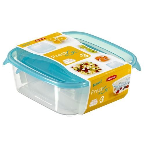 Lot de 3 boîtes fraîcheur carrées Fresh&Go Curver
