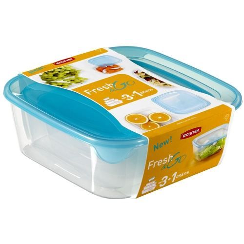 Boîtes fraîcheur - CURVER - Fresh&Go - Lot de 4 - Hermétiques - Plastique - Rangement compact