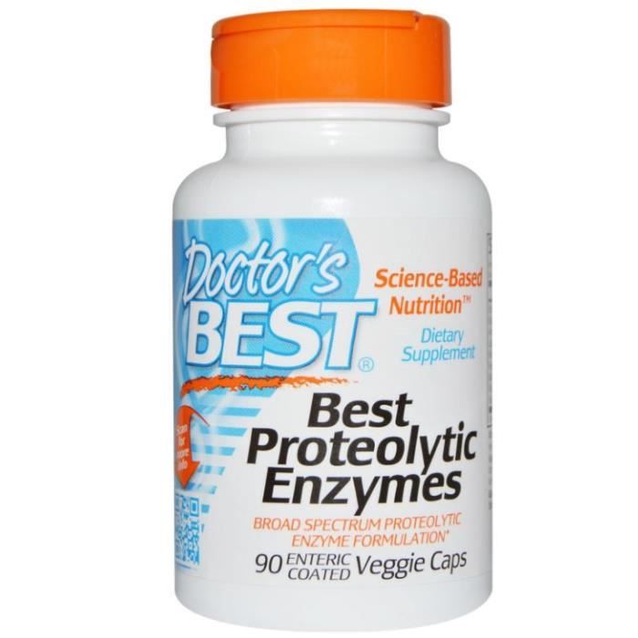 Doctor's Best, Best Enzymes Protéolytiques, 90 Caps Veggie enduit entérique