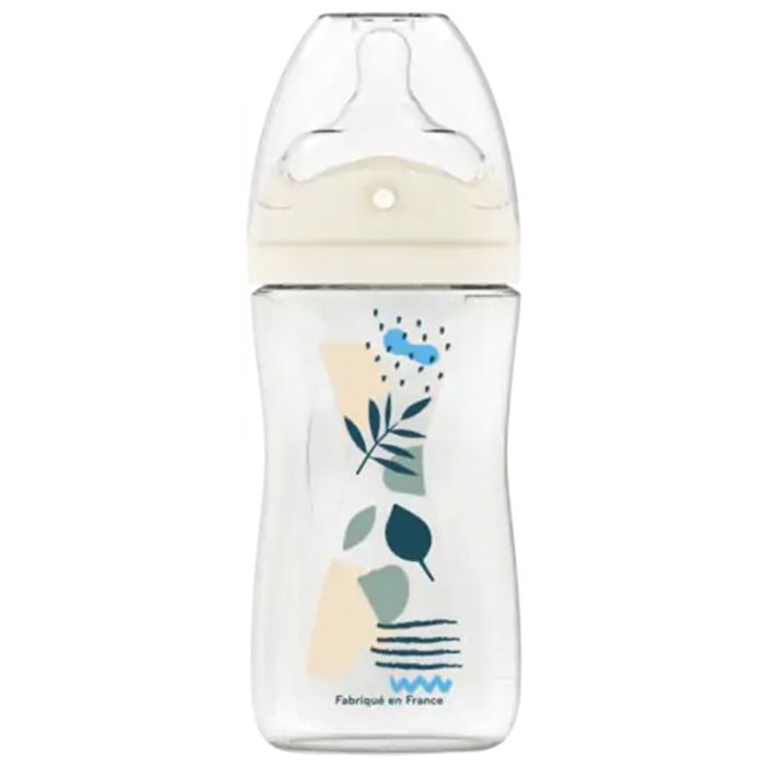 Biberon Anti-Colique DODIE - Motif Bleu - Débit Moyen - 270ml