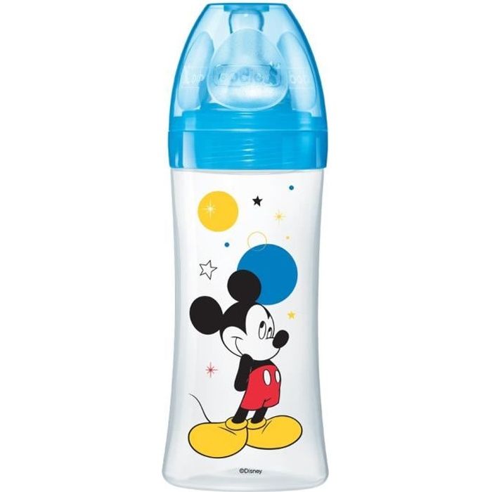 MICKEY Dodie Biberon Initiation+ 330 ml Bleu - A partir de 6 mois - Disney Baby