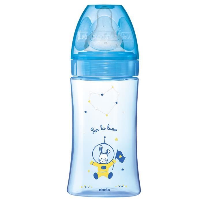 Dodie Biberon Initiation+ Anti-Coliques 3 Vitesses +0m Bleu Cosmonaute 270ml
