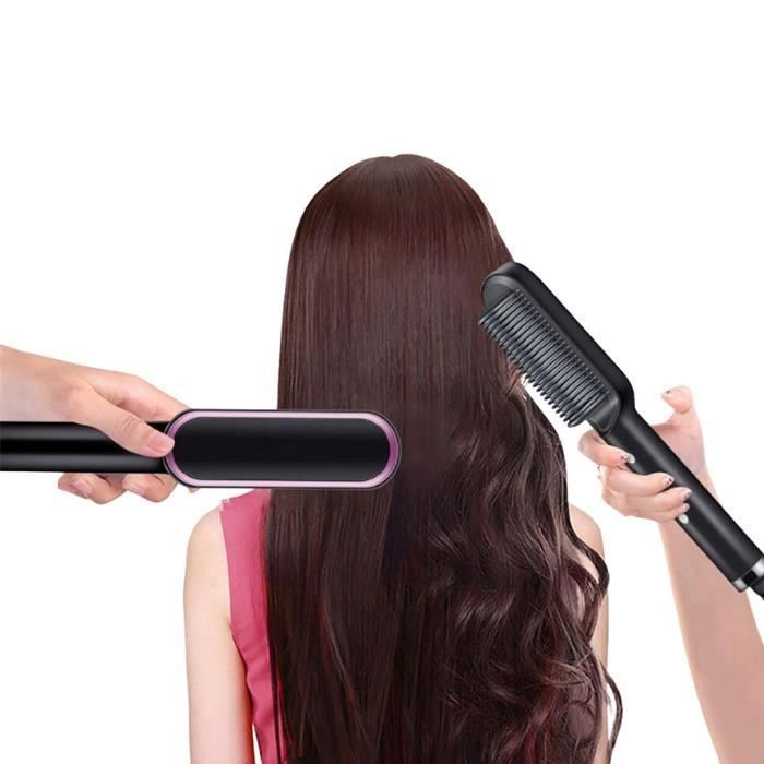 Brosse Soufflante - EMS - Lisseur avec Peigne Intégré - Noir - Ioniseur d'air