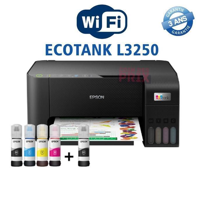 Imprimante jet d'encre - EPSON - ECOTANK L3250 - 3 en 1 - WiFi - Noir