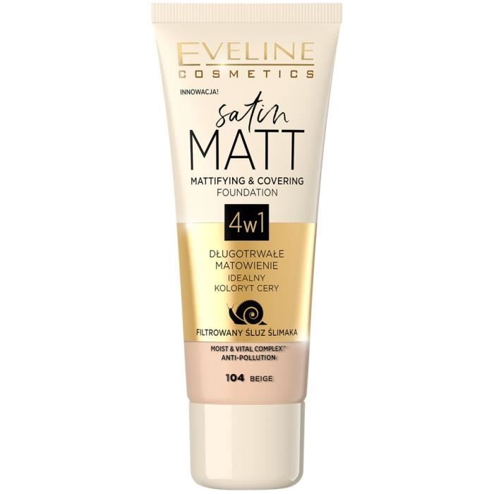 Fond de teint mat Satin Matt Fond de teint visage matifiant 104 Beige 30ml